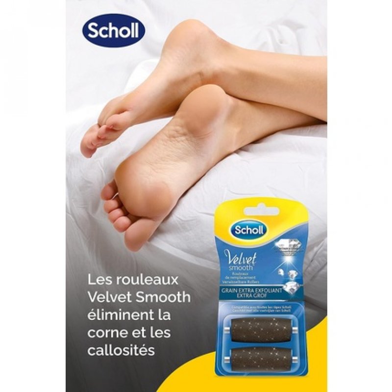 Scholl Velvet Smooth Express Pedi Crystal Diamonds Extra Exfoliating Grains Replacement 2 Rolls - Pack of 2
