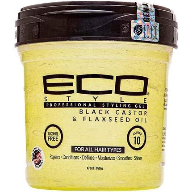 Ecostyle Black Castor and Flax Seed Oil All Day Hold Alcohol Free Paraben Free Sulphate Free No Flaking Anti-Itch 473ml