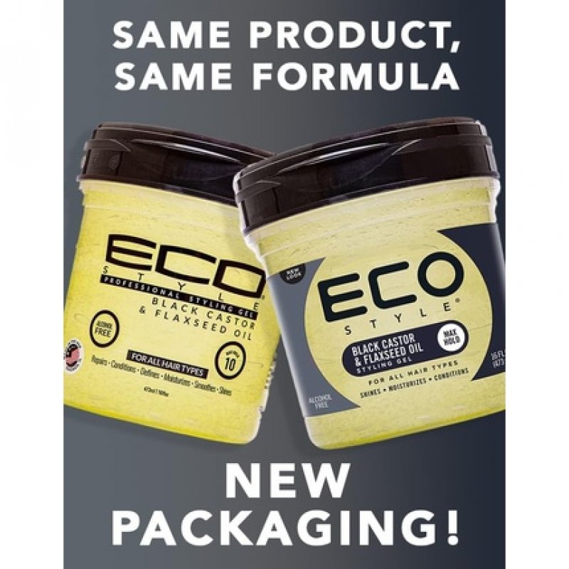 Ecostyle Black Castor and Flax Seed Oil All Day Hold Alcohol Free Paraben Free Sulphate Free No Flaking Anti-Itch 473ml