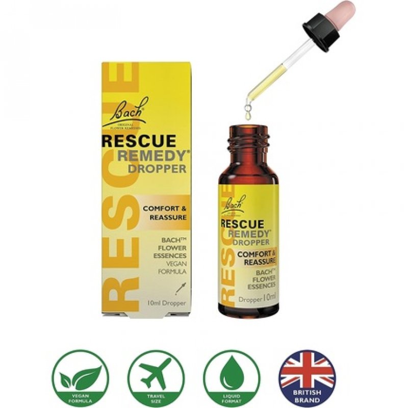 Bach Rescue Remedy Flower Essences Comfort and Calm Emotional Wellness Dropper Bottle 10ml