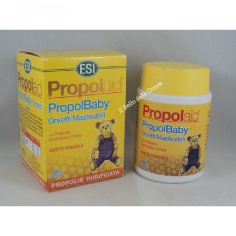 ESI Propolaid Propolbaby Strawberry Flavored Chewable Bears with Propolis and Echinacea 80 Tablets