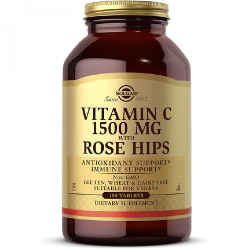 Solgar Vitamin C 1500mg with Rose Hips - Healthy Immune System - Antioxidant - Vegan - 180 Tablets