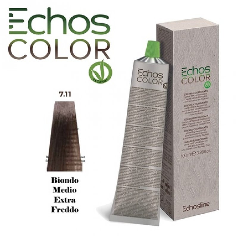 NEU Echos Color 7.11 Extra Cold Medium Blonde Color Cream without PPD and Resorcin 100ml