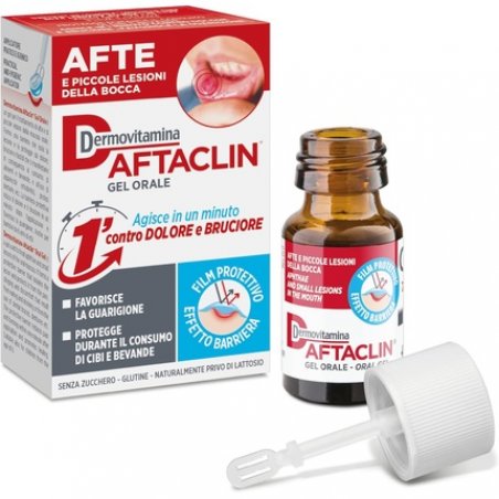 Dermovitamina Aftaclin Oral Gel for Canker Sores and Mouth Injuries 7ml