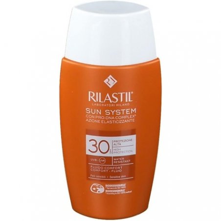 Rilastil Sun System Water Touch Fluid Comfort Moisturizing and Antioxidant Matte Effect SPF 30 for Sensitive Normal and