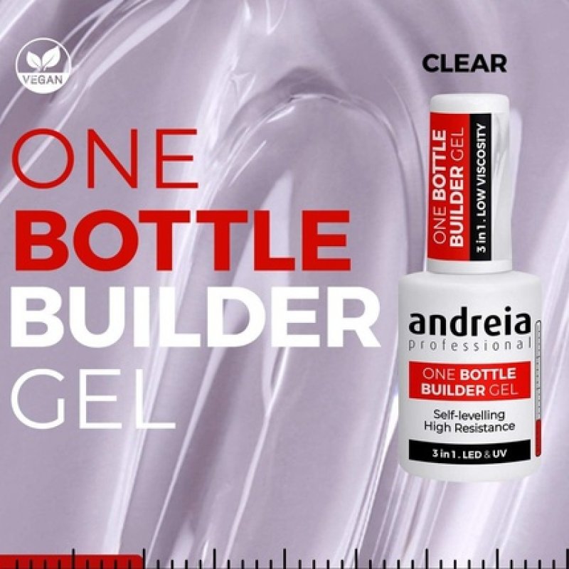 Andreia Professional Gel Builder Nail Construction Triphasic 3 in 1 LED and UV Clear 14ml