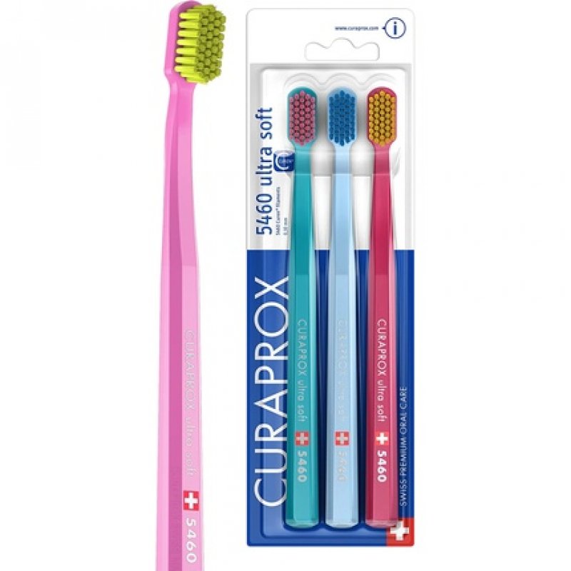 Curaprox Toothbrush Set CS 5460 Ultra Soft Manual Toothbrushes for Adults with Super Soft CUREN Bristles - Pack of 3