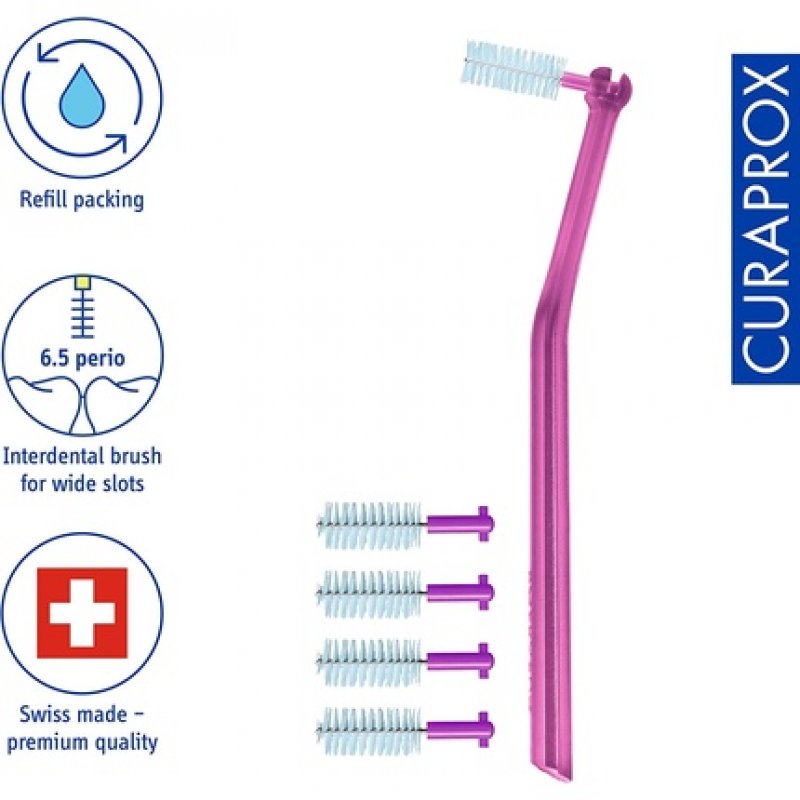 Curaden CPS 406 Perio Plus Interdental Brush with Replacement Heads Pink White