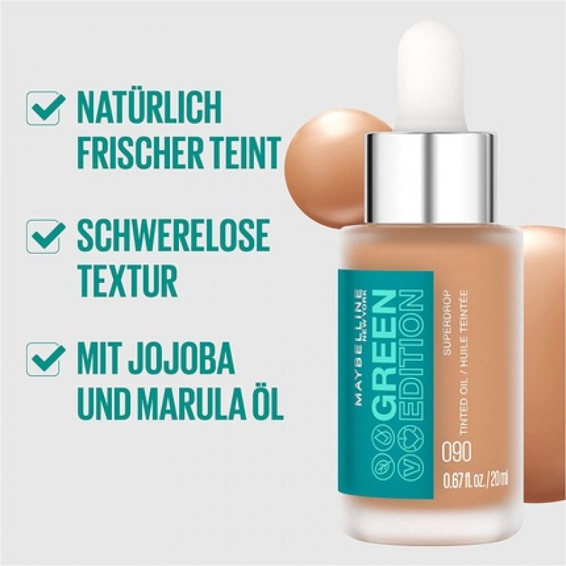 Maybelline New York Lightweight Serum Foundation Green Edition Superdrop Tinted Dry Oil No.55