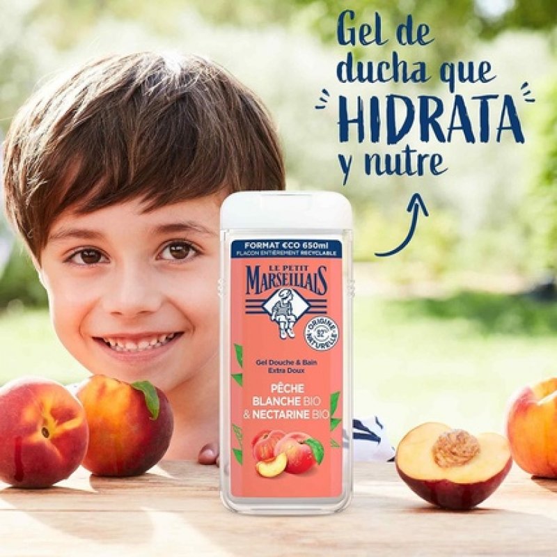 Le Petit Marseillais Extra Gentle Bath and Shower Gel White Peach and Nectarine Organic 650ml