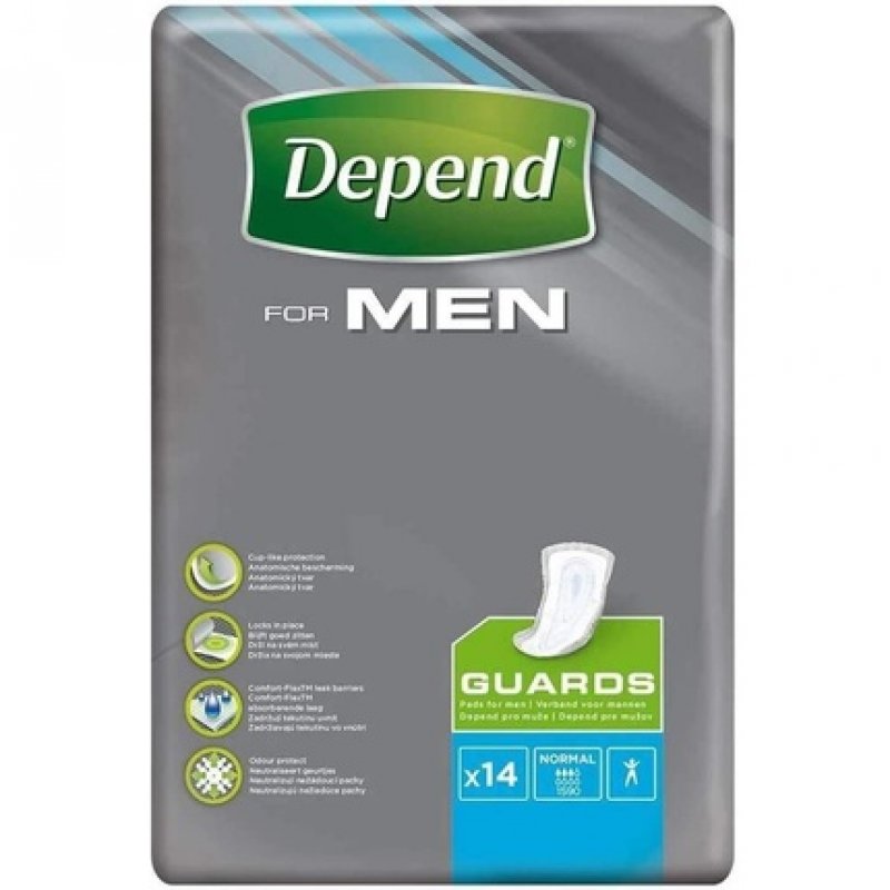 Depend Guards for Men Maximum Absorbency Incontinence Protection 14 Guards