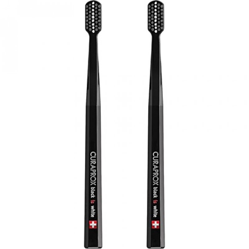 Curaprox Toothbrush CS Black is White Duo Manual Toothbrush for Adults with 8760 CUREN Bristles Black-Black 2pcs