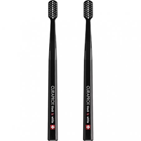 Curaprox Toothbrush CS Black is White Duo Manual Toothbrush for Adults with 8760 CUREN Bristles Black-Black 2pcs