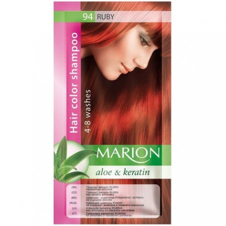 Marion Hair Dye Shampoo in Bag Semi-Permanent Color with Aloe and Keratin 94 Ruby