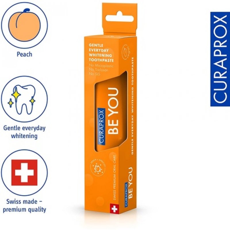 Curaprox Be You Peach Whitening Toothpaste with Peach and Apricot Flavor and Menthol 60ml