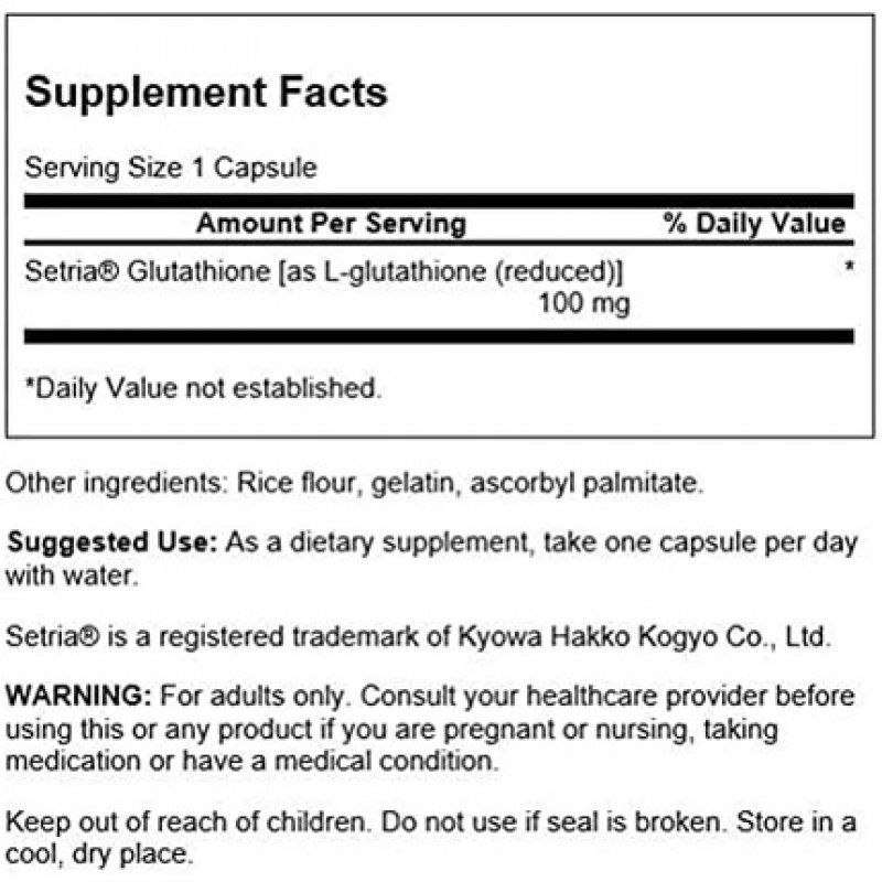 100mg LGlutathione Setria 100 Capsules