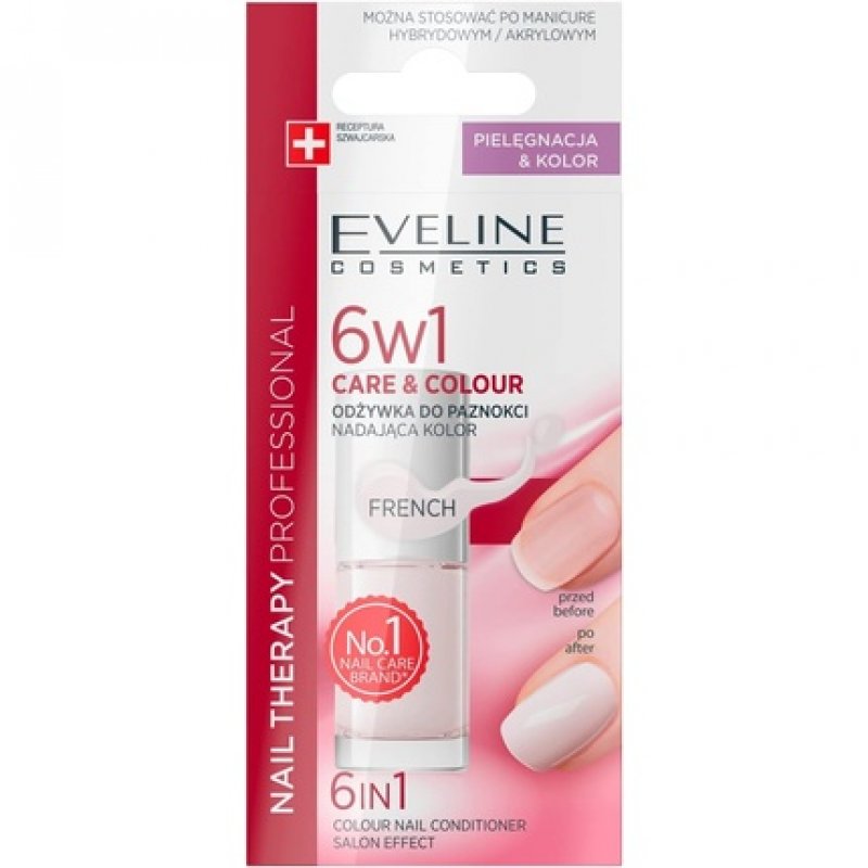 Eveline Colourful Nail Conditioner Care Colour Nail 6 in 1 French by Clear 5ml