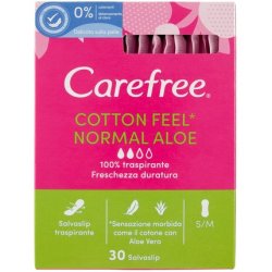 Carefree Aloe Breathable Panty Liners with Natural Aloe Vera Freshness 30 Count