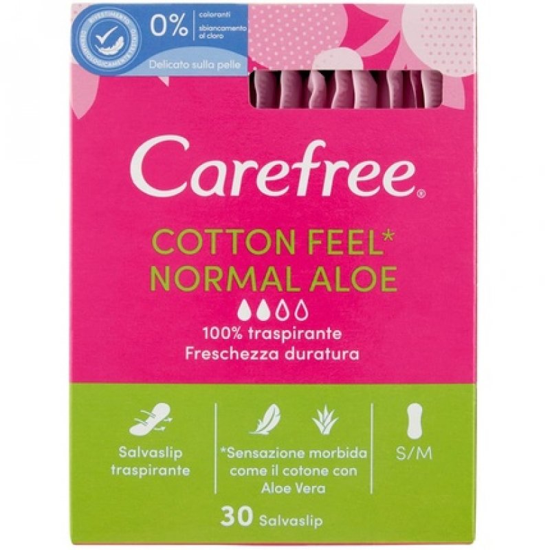 Carefree Aloe Breathable Panty Liners with Natural Aloe Vera Freshness 30 Count