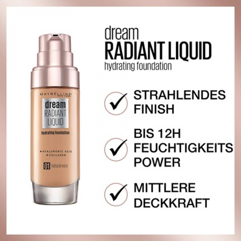 Maybelline New York Dream Radiant Liquid Make-Up Liquid Foundation 30ml - Fair Porcelain