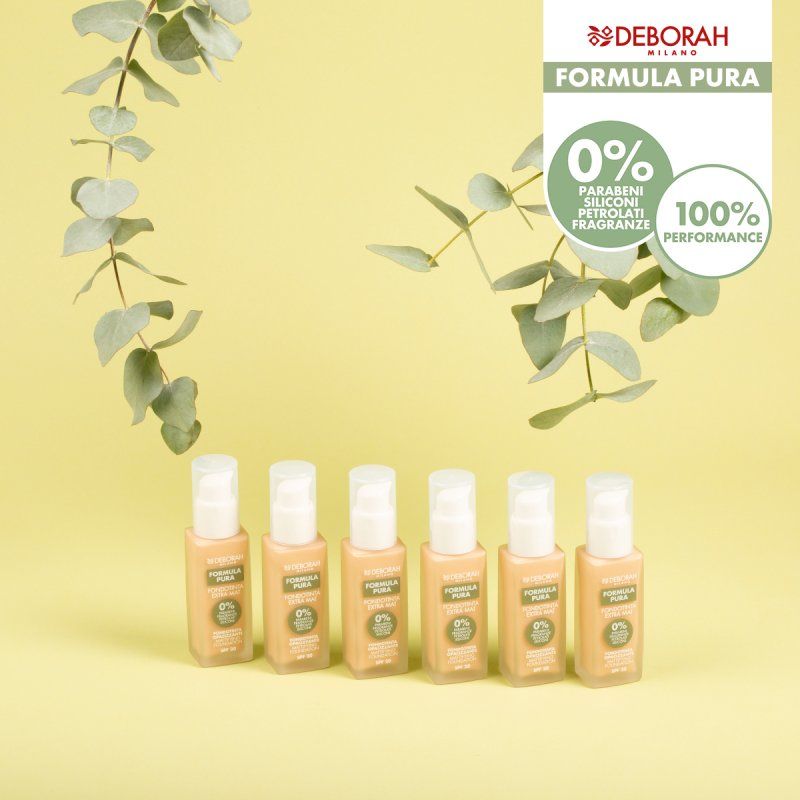 Deborah Extra Mat Pure Formula Foundation N.01 Fair SPF20 with Anti-Sebum and Anti-Shine Actives for an Extra Matte