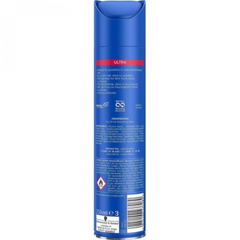 Taft Ultra Strengthened Hair Lacquer 250ml