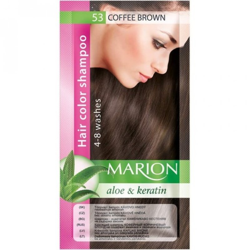 Marion Hair Dye Shampoo Semi-Permanent Colour with Aloe and Keratin 53 Coffee Brown