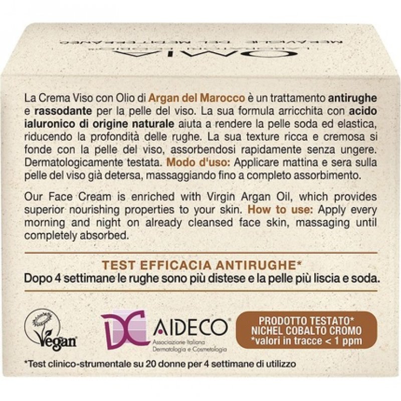 Omia Anti-Wrinkle Face Cream with Moroccan Argan and Hyaluronic Acid 50ml