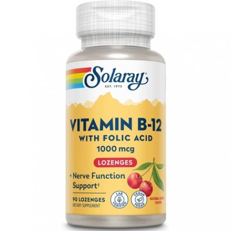 Solaray Vitamin B-12 1000mcg Lozenges with Folic Acid Natural Cherry Flavor 90 Count