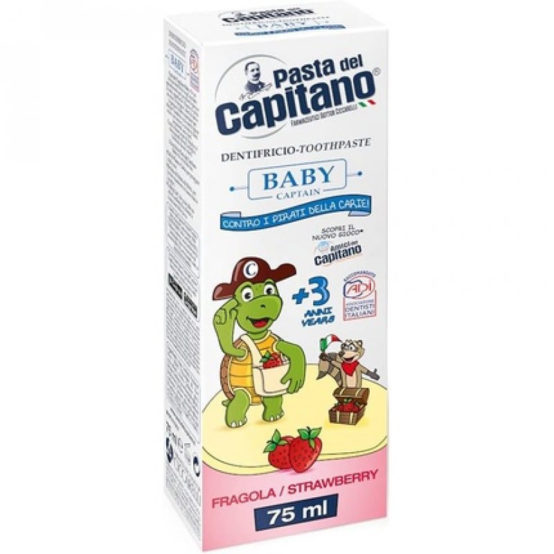 Pasta del Capitano Strawberry Baby Toothpaste 75ml for Ages 3 