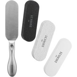 T4B LUSSONI Pedicure Set with Steel Interchangeable File Board and 15 Replacement Files - Grit 80, 100, and 180
