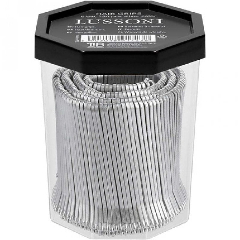 T4B LUSSONI 250 Pieces Hair Grips Hair Pins Smooth Hair Clips 6cm Silver