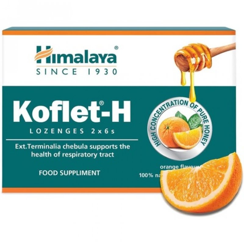 Himalaya Herbals Koflet-H Lozenges Orange Flavor with Honey, Ginger and Essential Oils 12 Lozenges