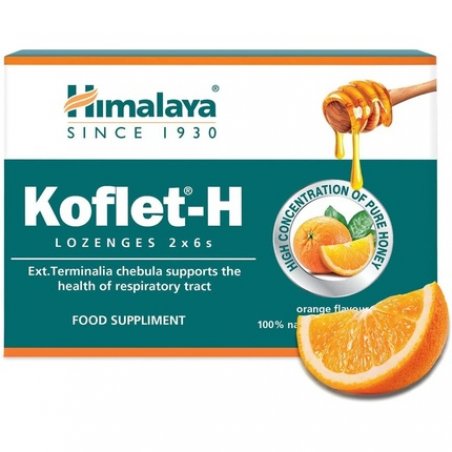 Himalaya Herbals Koflet-H Lozenges Orange Flavor with Honey, Ginger and Essential Oils 12 Lozenges