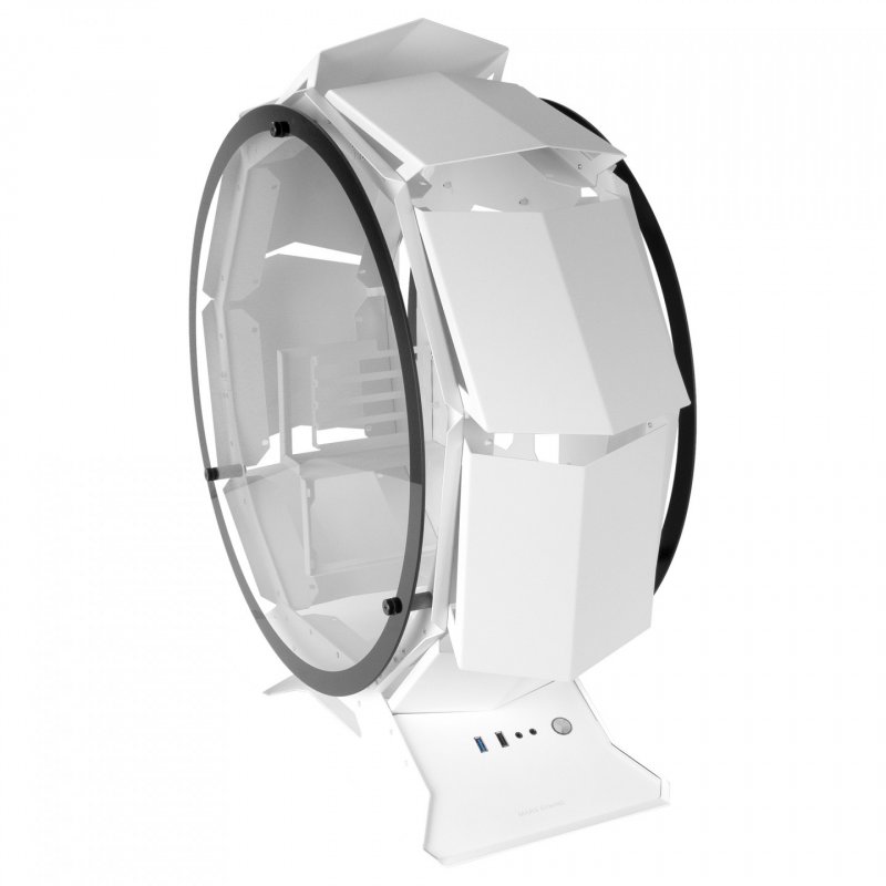 Mars Gaming MCORB White Micro-ATX XL Gaming PC Case Custom Circular Design Double Tempered Glass