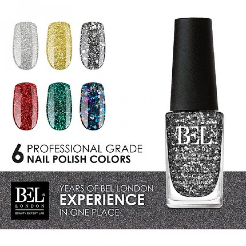 BL Razzle Dazzle Luxury Multi Glitter Nail Polish Set - The Queen of Deluxe - Professional Quality Quick Dry Set - 6