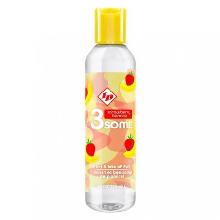 ID 3Some 3-In-1 Lubricant Strawberry Banana 4oz Personal Intimate Lube