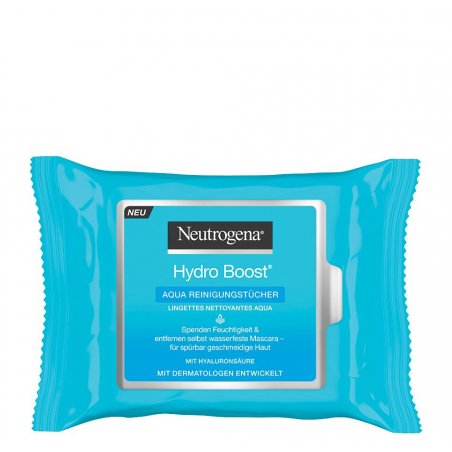 Neutrogena Hydro Boost Aqua Cleansing Wipes with Neutrogena Cleansing Technology, Hyaluronic Acid, and Moisturizer 25
