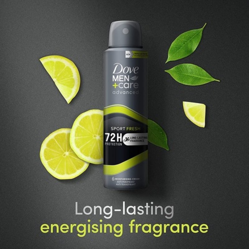 Dove Men Care Advanced Sport Fresh Antiperspirant Deodorant Aerosol with Triple Action Technology 150ml