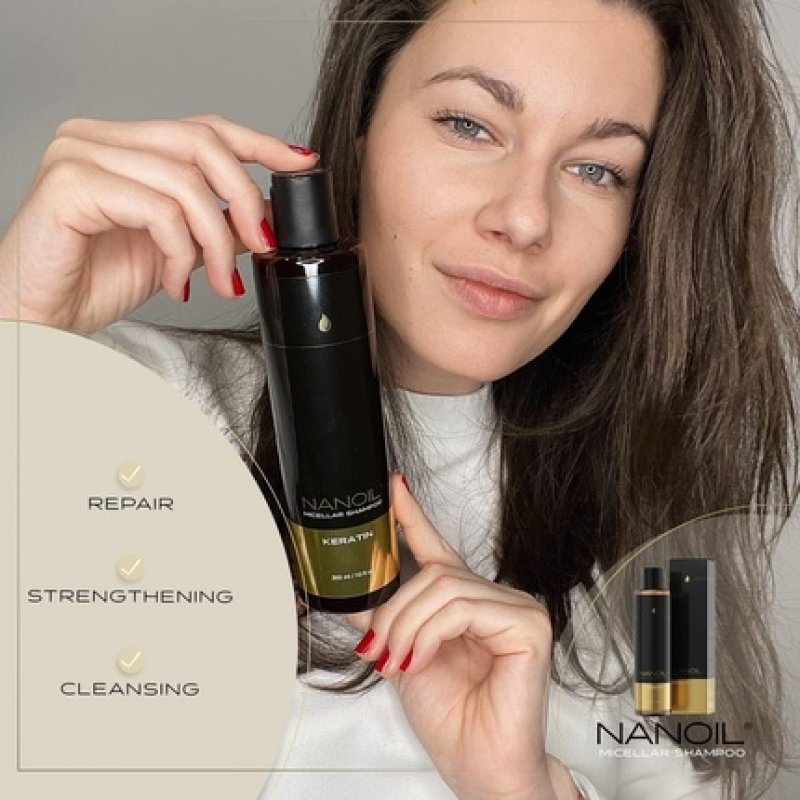 Nanoil Micellar Shampoo with Keratin 300ml - Hair Regeneration and Cleansing, Strengthening for Weak Hair, Healthy Hair