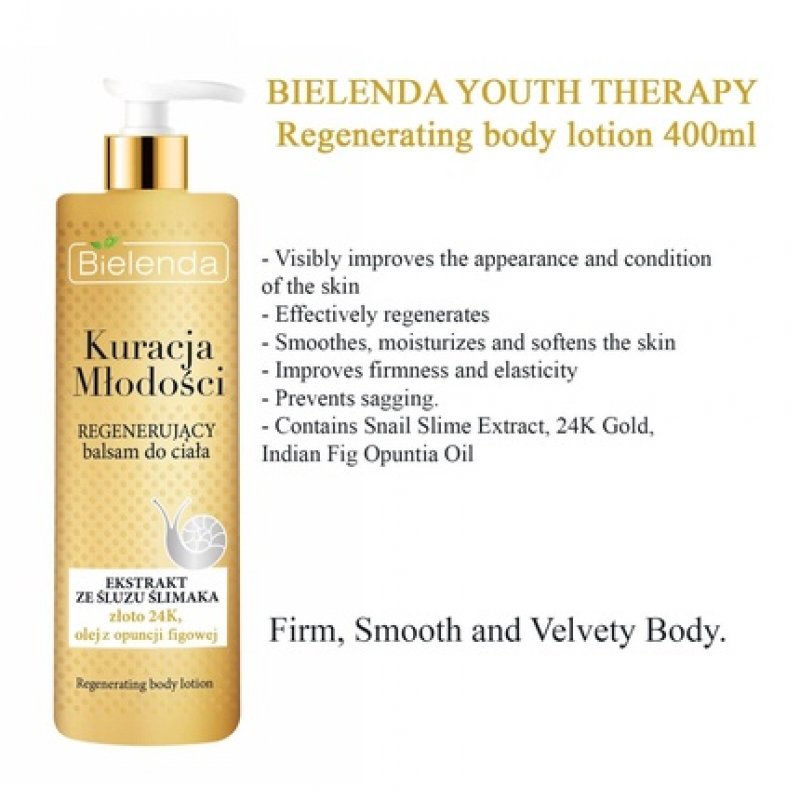 Bielenda Youth Therapy Regenerating Body Lotion Snail Slime Extract Gold 400ml