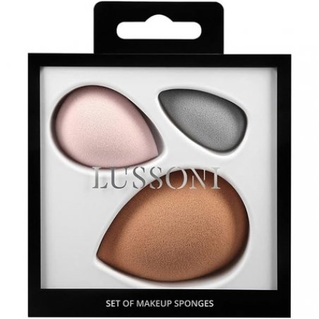 T4B Lussoni 3 Piece Makeup Sponge Set Skin Tone Pink and Gray Blenders