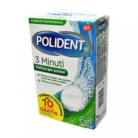 Polident 3 Minutes 66 Denture Cleaning Tablets