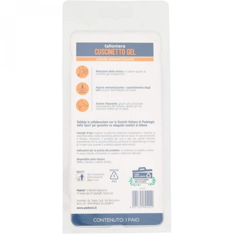 Podovis Gel Heel Pads for Prevention and Cushioning of Heel Spurs - Large 41-45cm L (41-45cm)