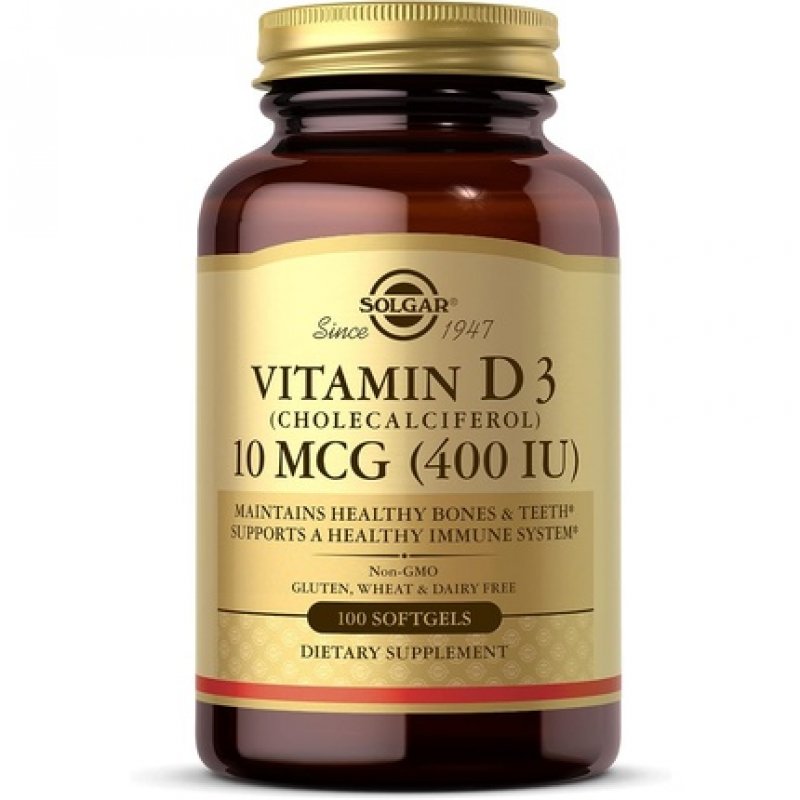Solgar Vitamin D3 400 IU Softgels Cholecalciferol Keeps Bones and Teeth Healthy Supports Muscle Function and Immunity