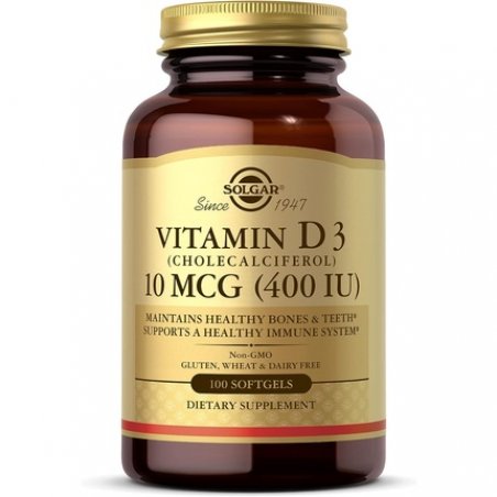 Solgar Vitamin D3 400 IU Softgels Cholecalciferol Keeps Bones and Teeth Healthy Supports Muscle Function and Immunity
