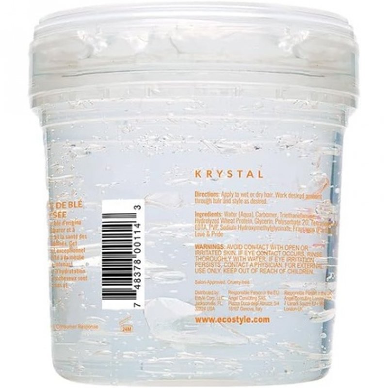 Ecostyle Krystal Styling Gel Clear All Day Hold Alcohol Free Paraben Free Sulphate Free No Flaking Anti-Itch 473ml