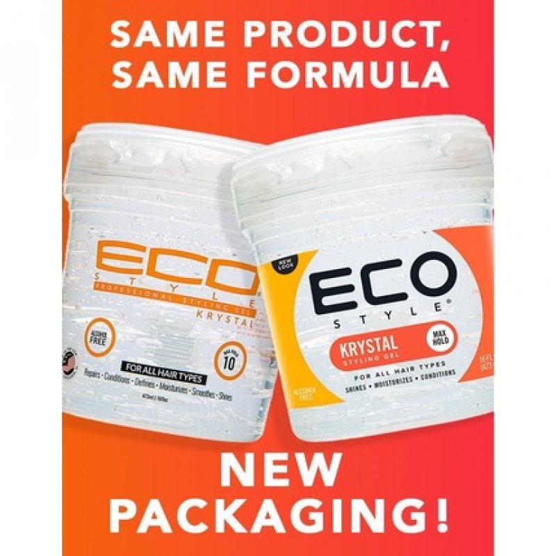 Ecostyle Krystal Styling Gel Clear All Day Hold Alcohol Free Paraben Free Sulphate Free No Flaking Anti-Itch 473ml
