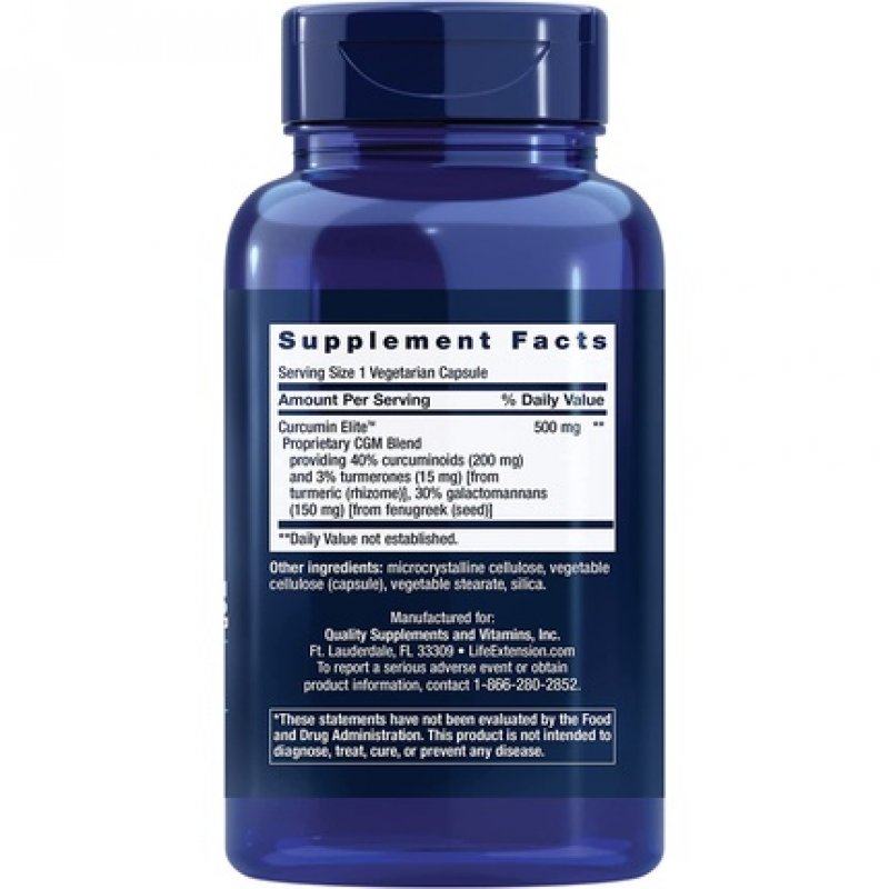 Life Extension Curcumin Elite Turmeric Extract 60 Vcaps 80g