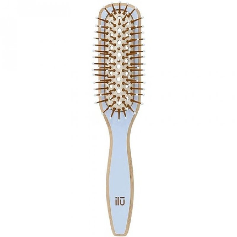 T4B ILU BambooM Detangling Eco Friendly Bamboo Hairbrush True Blue Rectangular Small